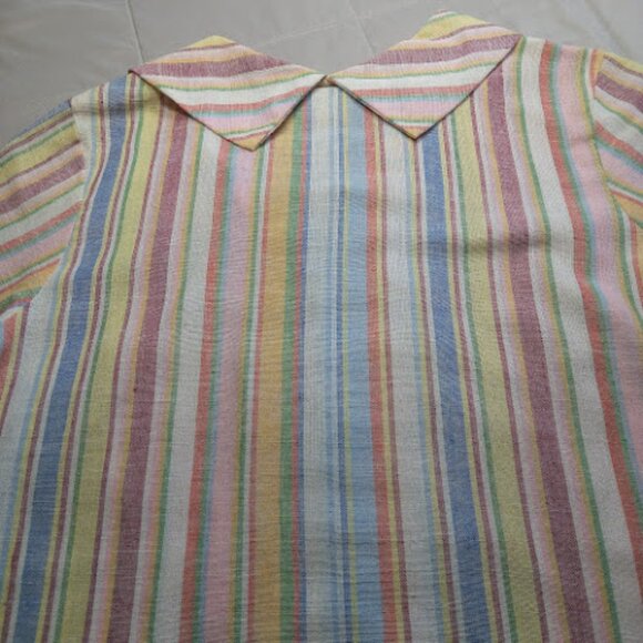 VINTAGE Pastel Striped Housedress ILGWU Union Made Zip Up Shift Dress VTG SZ18 - Picture 8 of 13